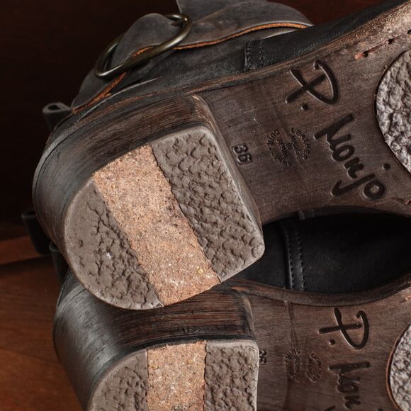 P. Monjo Boots Womens SZ EU 36 US 6 BLK Lexi Ankle Leather Pull On Moto Casual - Picture 9 of 13